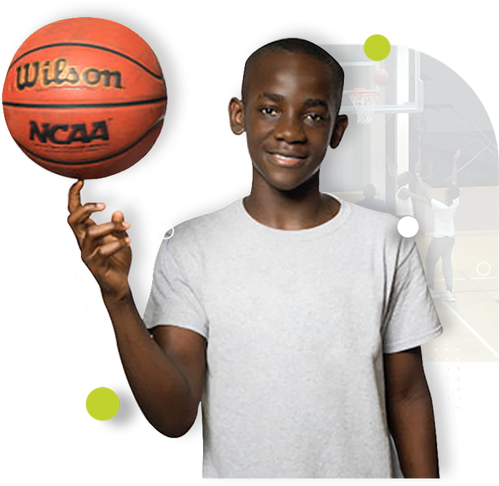 Youth spinning a basketball